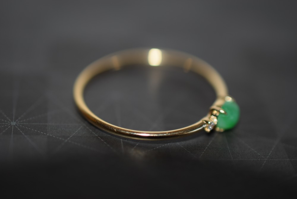 10  現品 20.0号 k18金 ゴールド リング ミャンマー産 本翡翠 指輪 ダイヤモンド