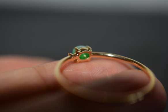 10  現品 ギフト無料 20.0号 k18金 ゴールド リング 天然 緑 翡翠 指輪 ダイヤモンド シンプル 一粒 7枚目の画像