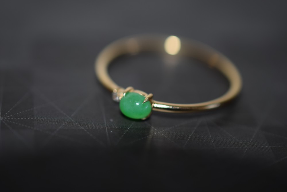 10  現品 20.0号 k18金 ゴールド リング ミャンマー産 本翡翠 指輪 ダイヤモンド