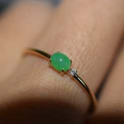 10  現品 ギフト無料 20.0号 k18金 ゴールド リング 天然 緑 翡翠 指輪 ダイヤモンド シンプル 一粒 9枚目の画像