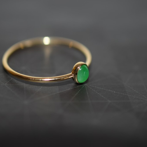 K18YG ミャンマー産 天然ヒスイ A貨 15号 リング 硬玉 Jade 翡翠 399