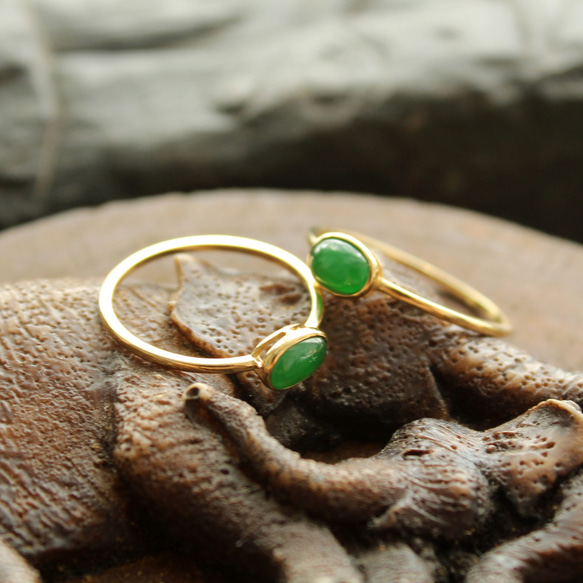 本翡翠高陽緑本翡翠k18金指輪