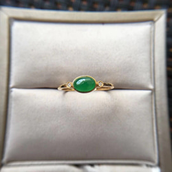 NO.44 受注制作 k18ゴールド ミャンマー産 氷種 陽緑 本翡翠