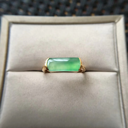 682 受注制作 k18金ゴールド ミャンマー産 本翡翠 ヒスイ 指輪 リング