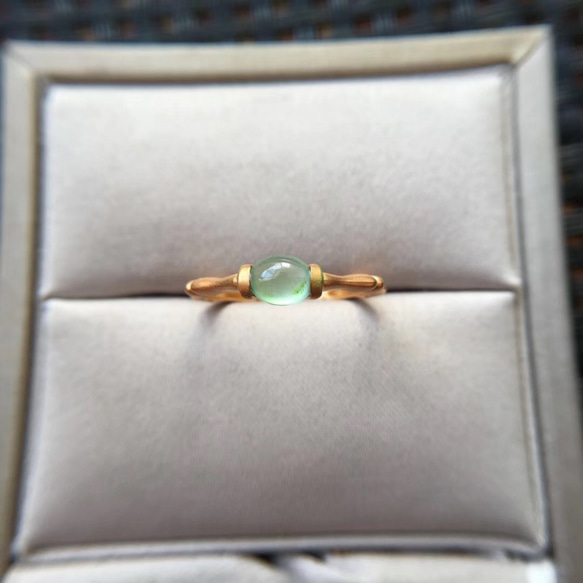 45 受注制作 k18金ゴールド 天然 薄緑 本翡翠 リング 指輪 お祝い プレゼント 正月 母の日 ギフト ご褒美 5枚目の画像