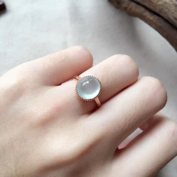 ☆指輪・翡翠？？ 156 受注制作 18k金ゴールド 天然 白氷 本翡翠 ヒスイ リング