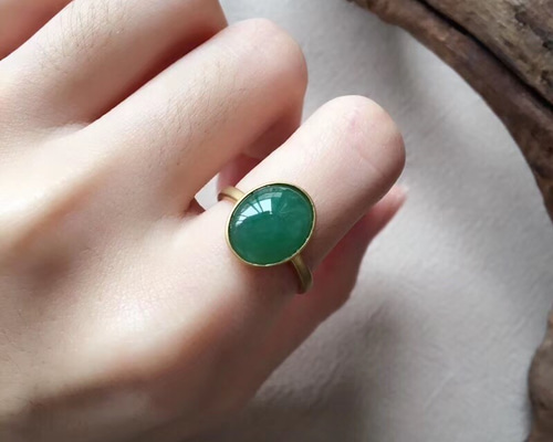 ニ*ム様 18k 翡翠　フリンクス 158 受注制作 18k金 ミャンマー産 深緑 本翡翠 ヒスイ リング 指輪