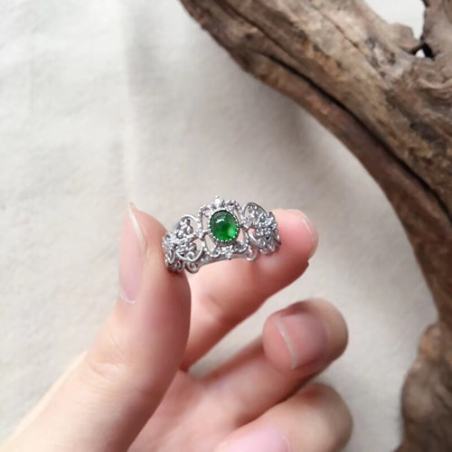 天然翡翠　ダイヤモンド　18k リング 翡翠」K18 天然ヒスイ 天然ダイヤモンド リング 上品 忍耐 調和 飛躍 5