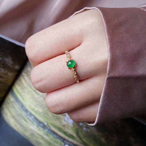 325 k18金ゴールド ミャンマー産 氷種 陽緑 本翡翠 ヒスイ