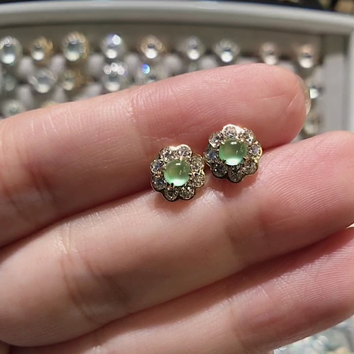 344 k18金ゴールドピアス 翡翠 翡翠ピアス ダイヤモンドピアス