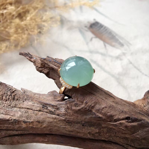 みお 様専有18金製翡翠リング 緑色 みお 様専有18金製翡翠リング 緑色