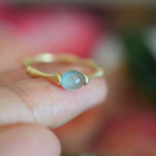 633 受注製作 k18金ゴールド 天然 氷種 本翡翠 指輪 艶消し リング ご  