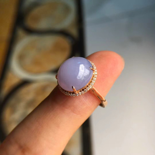 684 受注制作 天然 A貨 ラベンダー 大粒 翡翠 リング 指輪 
