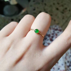 409 受注製作 k18金ゴールド ミャンマー産 果緑 本翡翠 ヒスイ