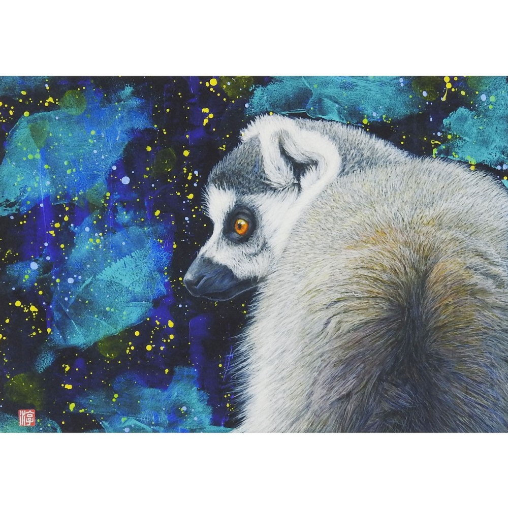 当社の 絵画　日本画　ワオキツネザル 絵画