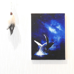 【送料無料】キャンバスプリント 「星合～クジラのジャンプ」鯨/星空/天の川 1枚目の画像