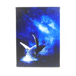 【送料無料】キャンバスプリント 「星合～クジラのジャンプ」鯨/星空/天の川 2枚目の画像
