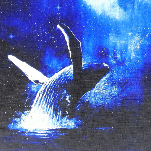 送料無料】キャンバスプリント 「星合～クジラのジャンプ」鯨/星空