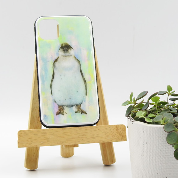 ☆iPhone13、SE3対応☆「ペンギン子」強化ガラス使用iPhone用スマホケース (受注生産） 7枚目の画像