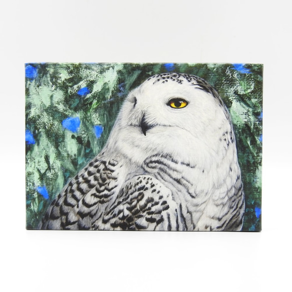 絵画パネル 「森の隠者」白フクロウ A5サイズ 2枚目の画像