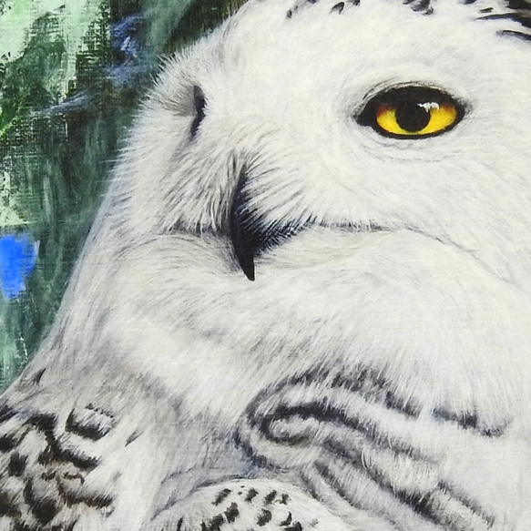 絵画パネル 「森の隠者」白フクロウ A5サイズ 3枚目の画像