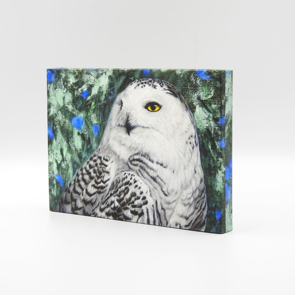絵画パネル 「森の隠者」白フクロウ A5サイズ 4枚目の画像