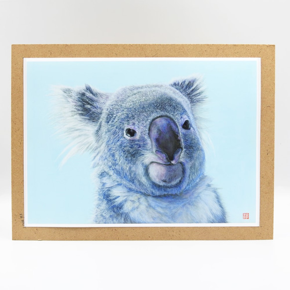 A4アニマルアートプリント 「あ～、よく寝た」コアラ 額無し 版画 おや