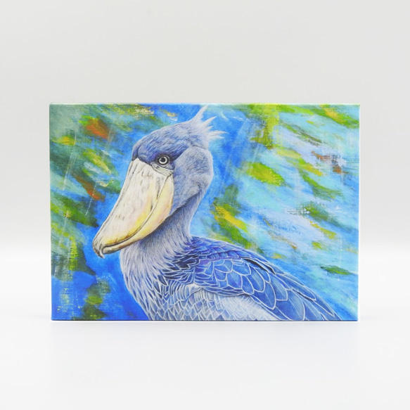 絵画パネル 「動かない鳥」ハシビロコウ A5サイズ 2枚目の画像