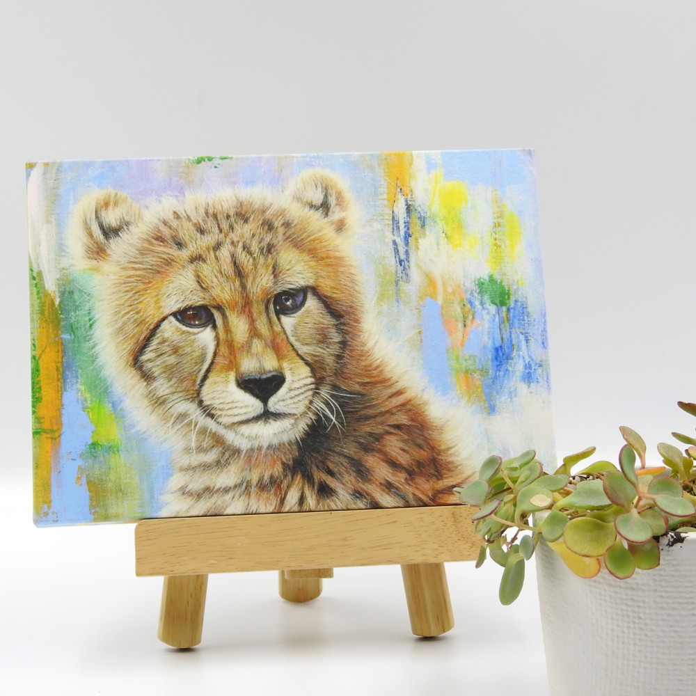 水彩画　チーター　ホワイトワトソン紙　絵画　アート　インテリア　動物の絵