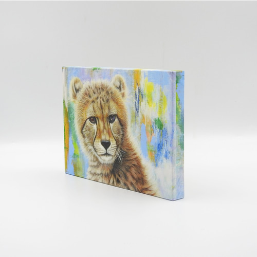 アートパネル 「チーターの子供」 A5サイズ 版画 おやびんのアトリエ