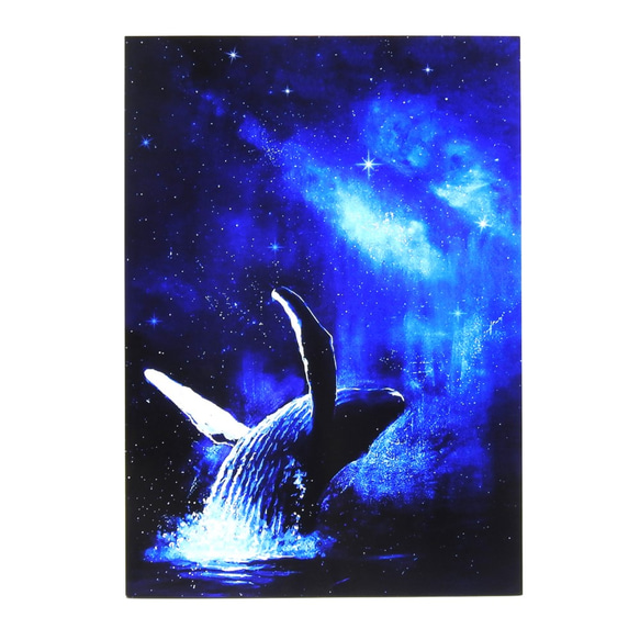 「星合～くじらのジャンプ～ 」A4アートプリント/ 高光沢紙 /天の川 /星雲/【再販】 2枚目の画像