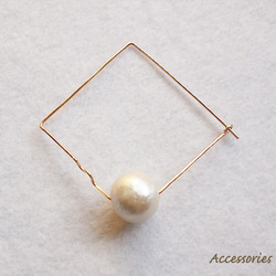 cotton pearl hoop pierce/square 3枚目の画像