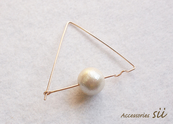 cotton pearl hoop pierce/triangle 3枚目の画像