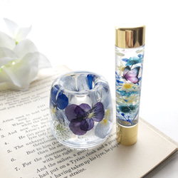 ビオラとブルー紫陽花のペン立て、印鑑立て、歯ブラシ立て 5枚目の画像