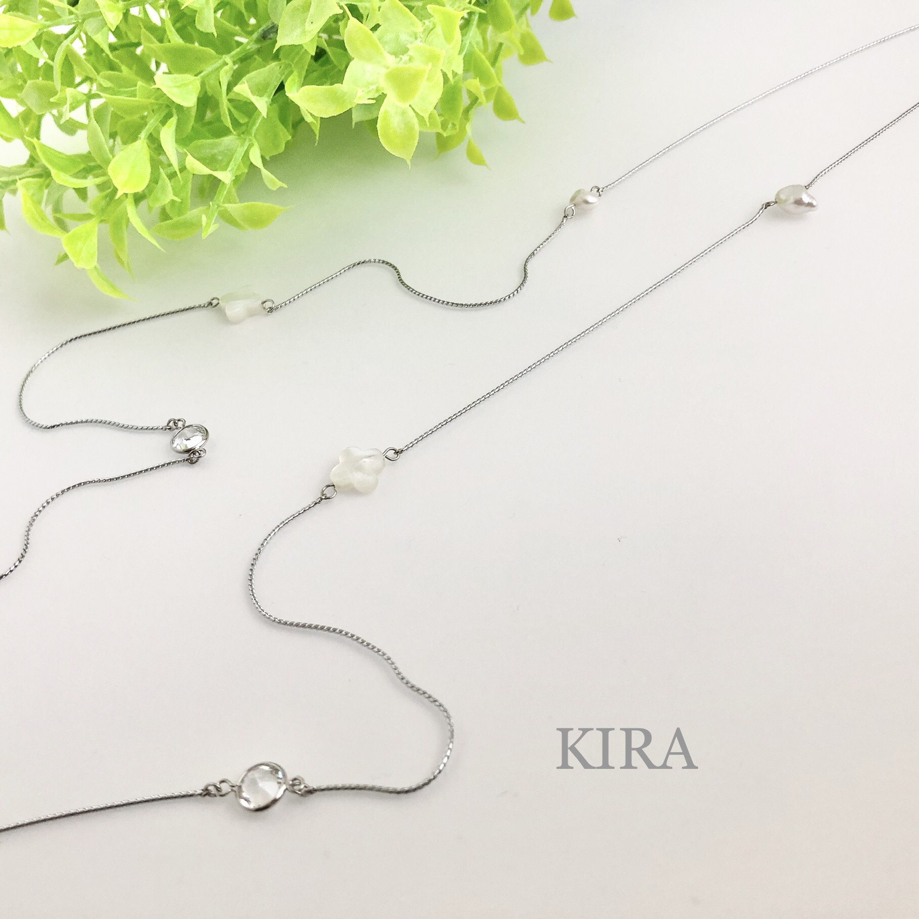 淡水＆シェル✨チェーン・ロングネックレス✨