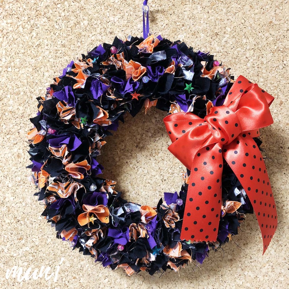 ＊376＊ミッケ＊~布リース　ハロウィンリース　インド刺繍リボン 376＊ミッケ様 専用＊~布リース ハロウィンリース インド刺繍リボン