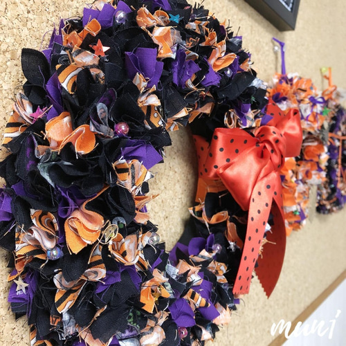 ＊376＊ミッケ＊~布リース　ハロウィンリース　インド刺繍リボン 376＊ミッケ＊~布リース ハロウィンリース インド刺繍リボン