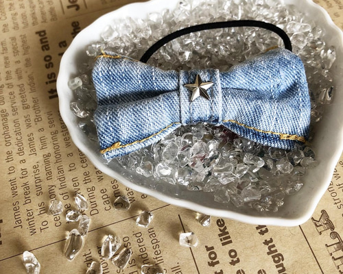 リメイクデニムリボン　ヘアゴム　No.581 0_f71920bda9ba67c61d476e73a585