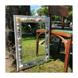 【受注製作】メノウ & white frame mirror アンティーク風 2枚目の画像