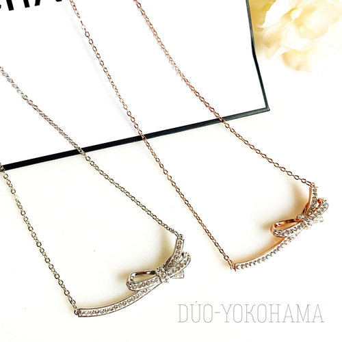 送料無料】スワロフスキー リュバンネックレス リボンネックレス