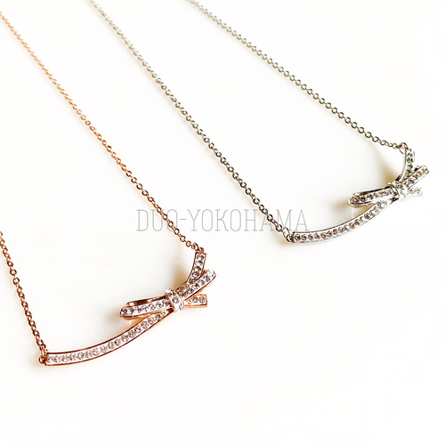 送料無料】スワロフスキー リュバンネックレス リボンネックレス