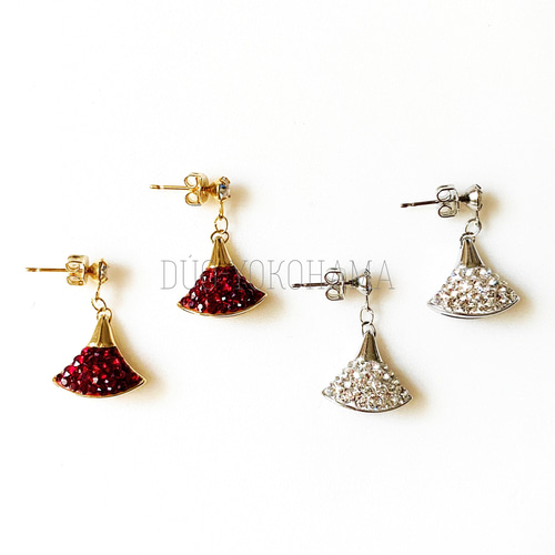 送料無料】トライアングルピアス スワロ 赤ピアス ゴールド レッド