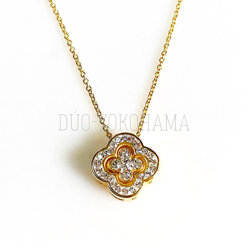 送料無料】ダブルクローバーフラワーネックレス ハンドメイド 四葉