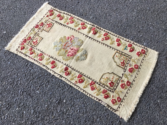 【送料無料】オールドキリム トルコ 手織り ヴィンテージ ラグ 92x49cm Small Rug 1枚目の画像