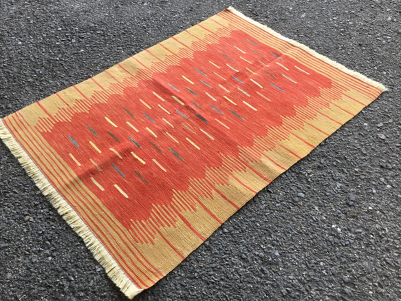 【送料無料】天然染料 ニューキリム トルコ手織りラグ 90x66cm Small Size 2枚目の画像