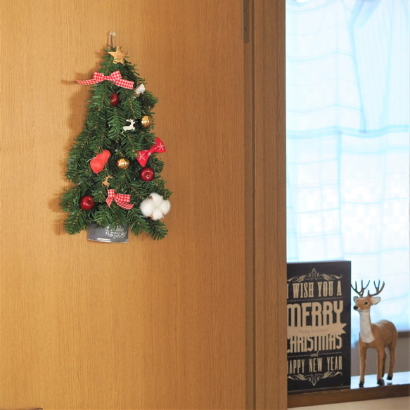 リースのように壁掛けできます☆ウォールクリスマスツリー（飾りなし） 4枚目の画像
