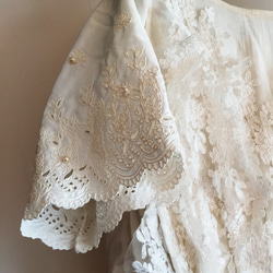 棉麻珍珠貝殼白色輕婚紗 第2張的照片