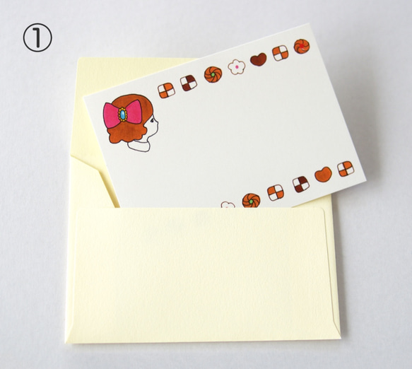 ミニカードセット(カード・封筒) リボンの子　プレゼント時のメッセージに 2枚目の画像