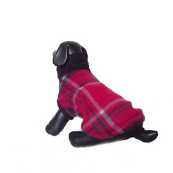 【犬服オリジナル】暖か・アカチェック・フリースハイネック犬服　mrfw0242　#犬服通販 2枚目の画像