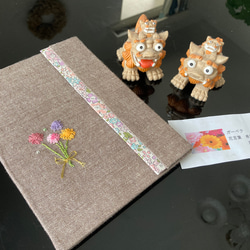 ミモザ刺繍 リネン 文庫本 ブックカバー ブックカバー ekechin 通販